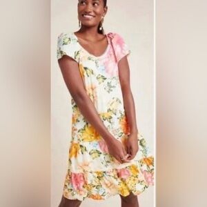 FARM Rio Cream Floral Mini Dress with Pink and Yellow Blooms